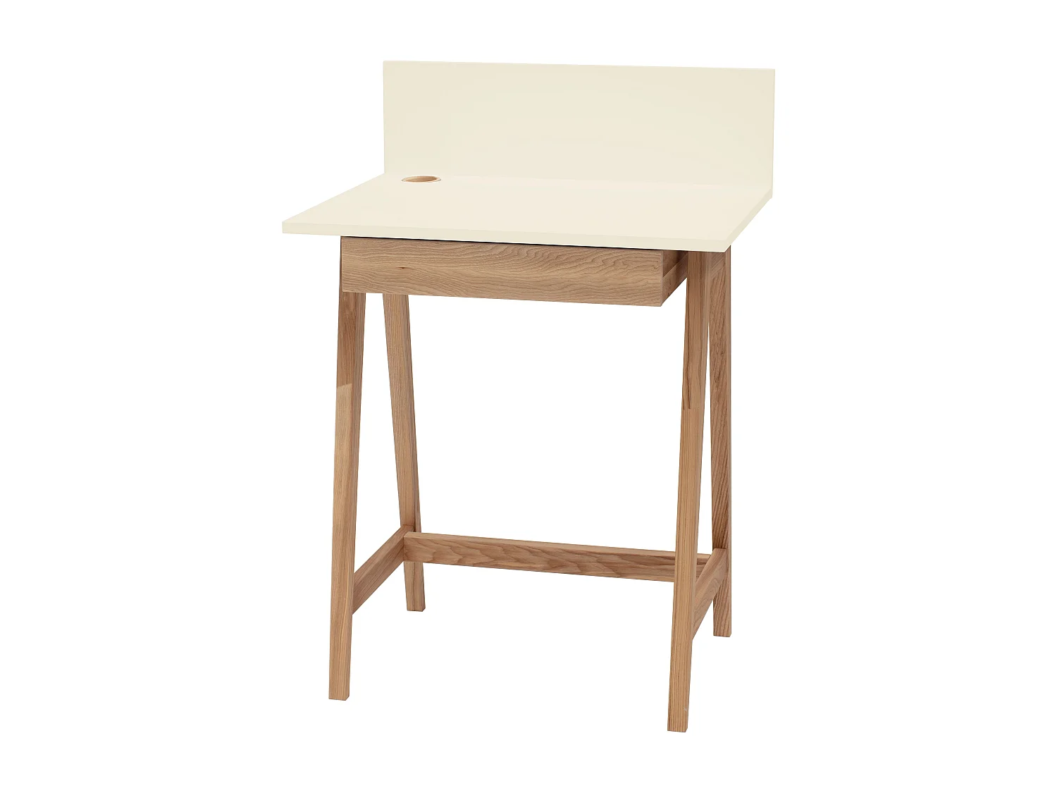 Petite bureau avec tiroir 65 x 50 cm Luka Blanc Craie | Pieds en frêne