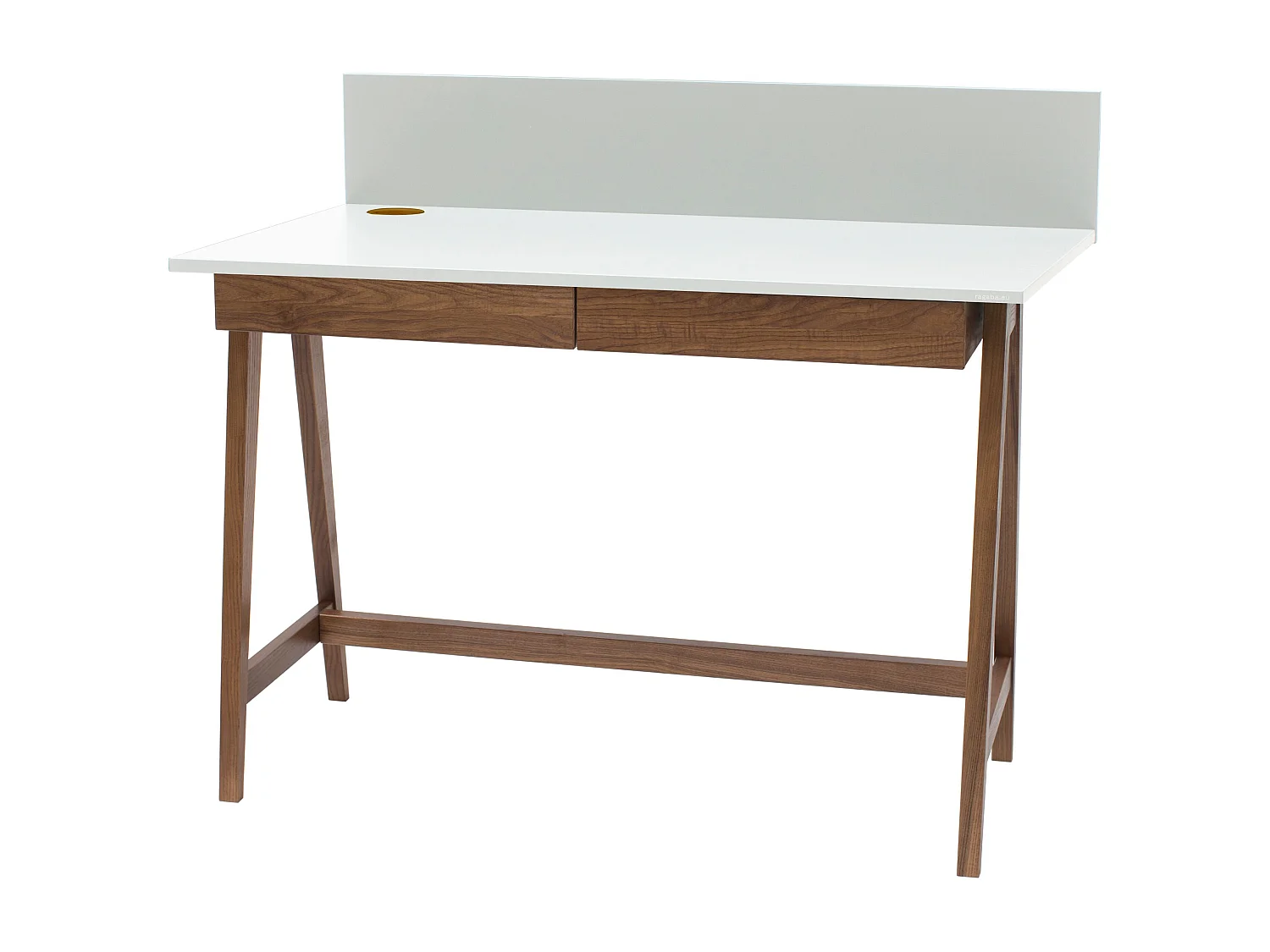 Petite bureau avec tiroirs 110 x 50 cm Luka Blanc | Pieds couleur chêne