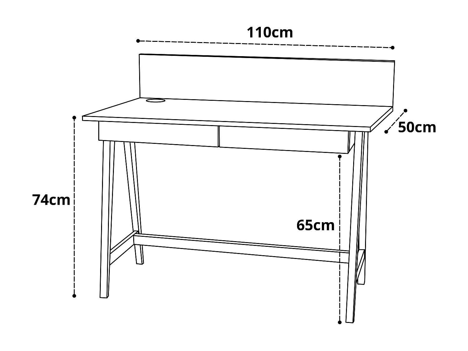 Petite bureau avec tiroirs 110 x 50 cm Luka Vert Sauge | Pieds en frêne