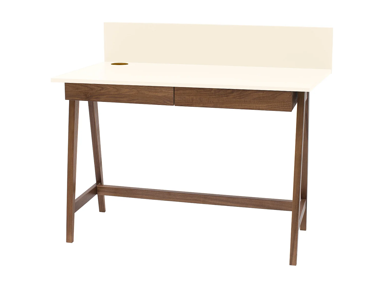 Petite bureau avec tiroirs 110 x 50 cm Luka Blanc Craie |Pieds couleur chêne