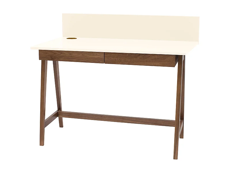 Petite bureau avec tiroirs 110 x 50 cm Luka Blanc Craie |Pieds couleur chêne