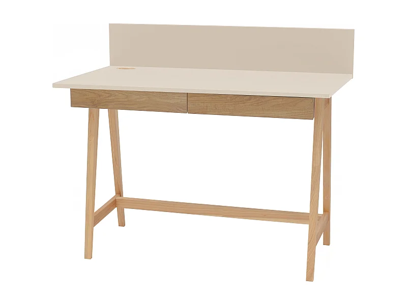 Petite bureau avec tiroirs 110 x 50 cm Luka Beige Brun | Pieds en frêne