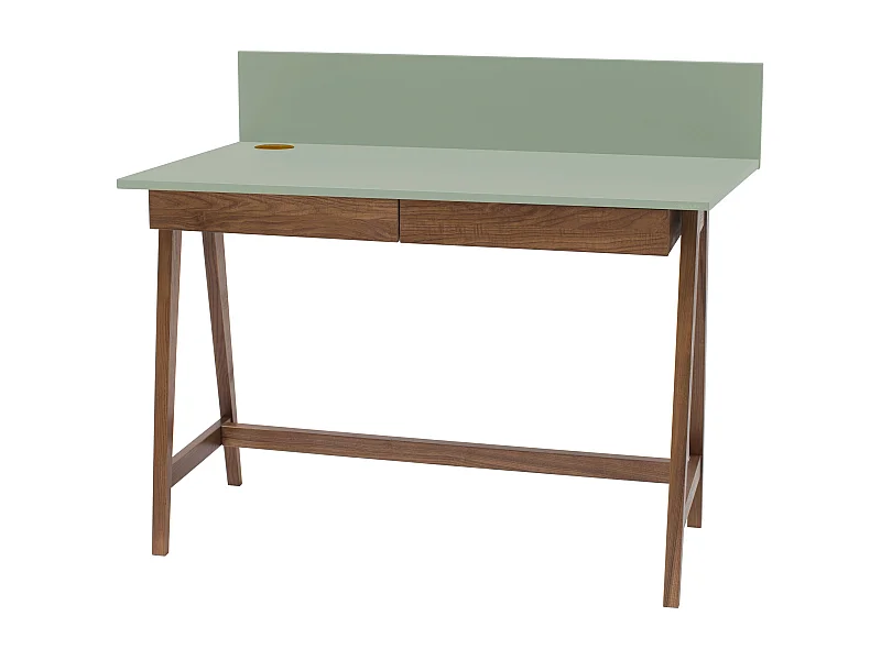 Petite bureau avec tiroirs 110 x 50 cm Luka Vert Sauge | Pieds couleur chêne