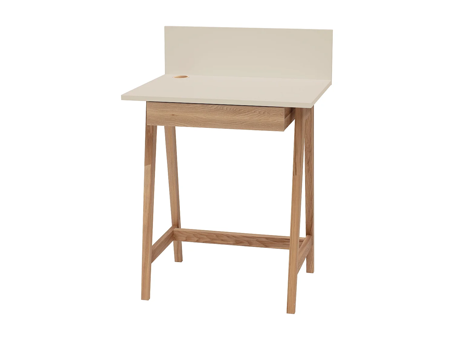 Petite bureau avec tiroir 65 x 50 cm Luka Beige Brun | Pieds en frêne