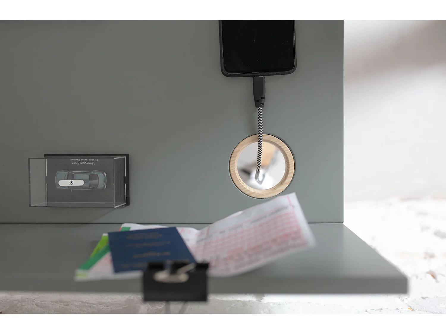 Petite bureau avec tiroir 65 x 50 cm Luka Beige Brun | Pieds en frêne