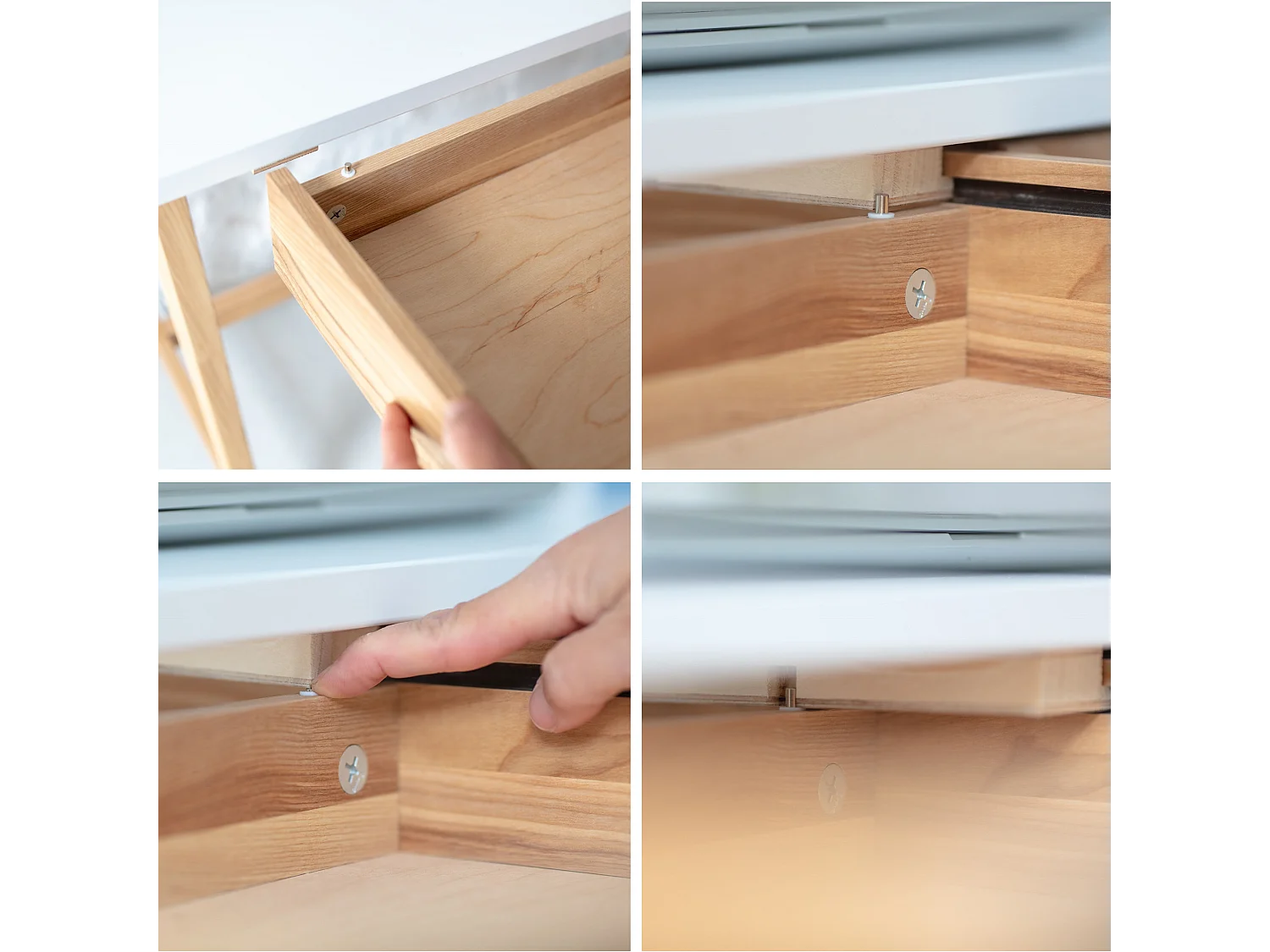 Petite bureau avec tiroirs 110 x 50 cm Luka Blanc | Pieds en frêne