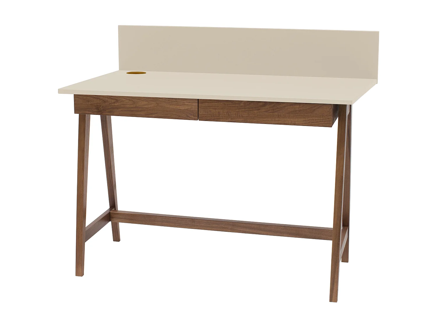 Petite bureau avec tiroirs 110 x 50 cm Luka Beige Brun | Pieds couleur chêne