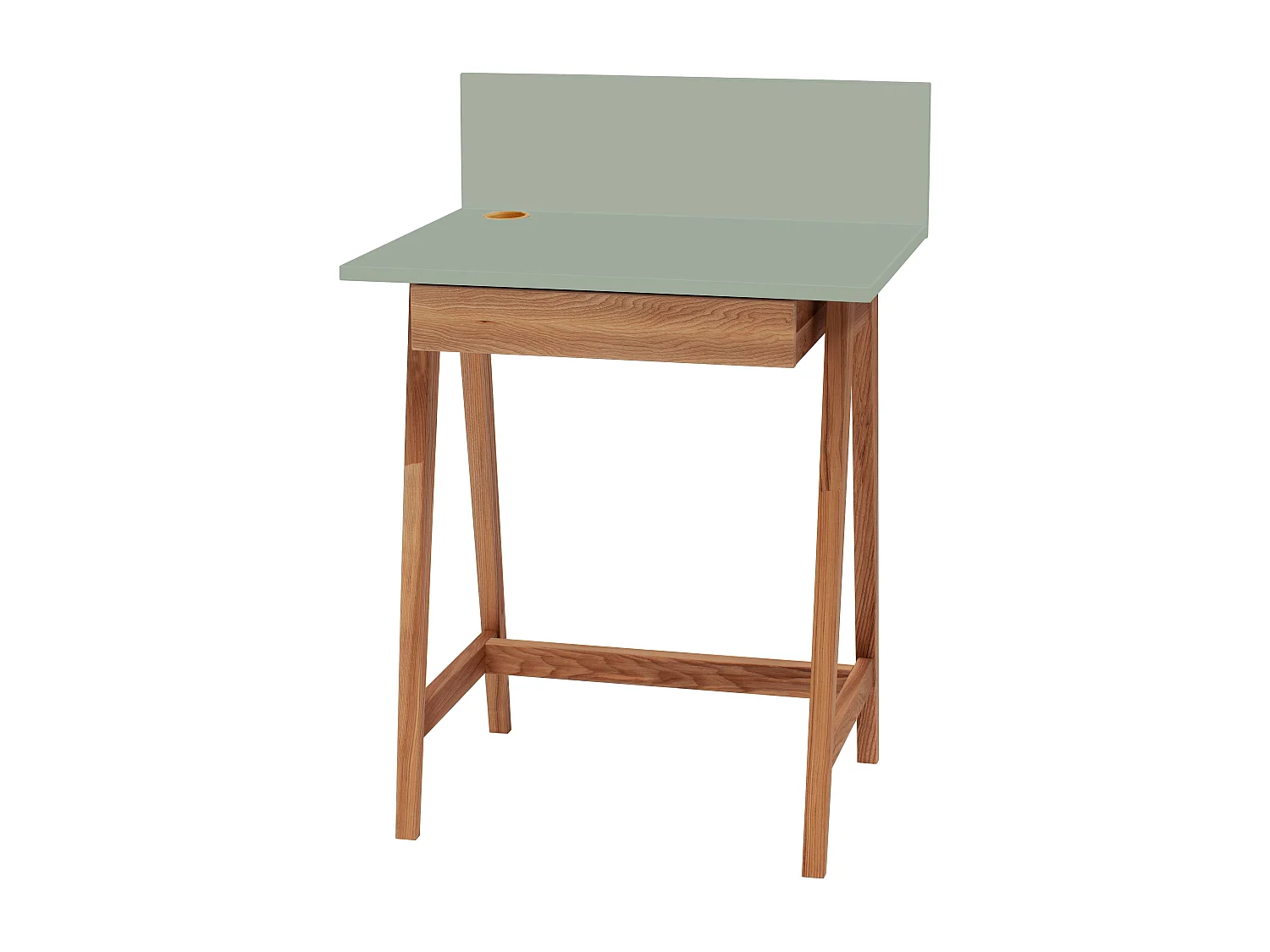 Petite bureau avec tiroir 65 x 50 cm Luka Vert Sauge | Pieds couleur chêne