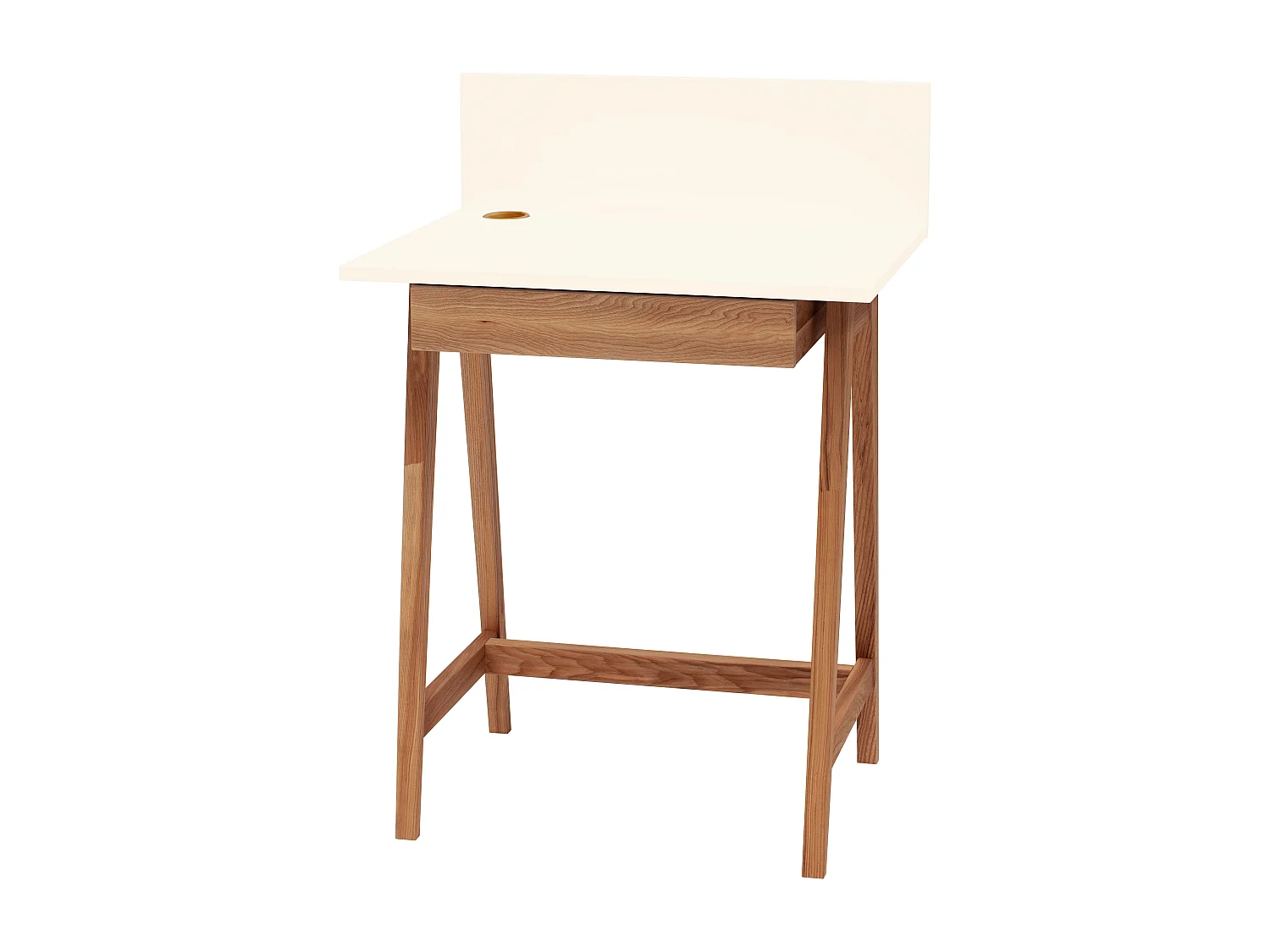 Petite bureau avec tiroir 65 x 50 cm Luka Blanc Craie |Pieds couleur chêne