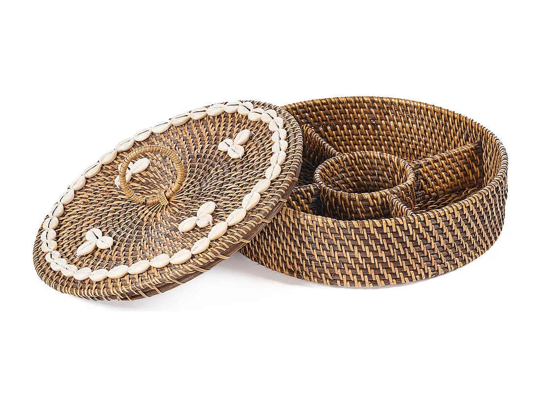 The Rattan Compartment Basket - Natural Brown