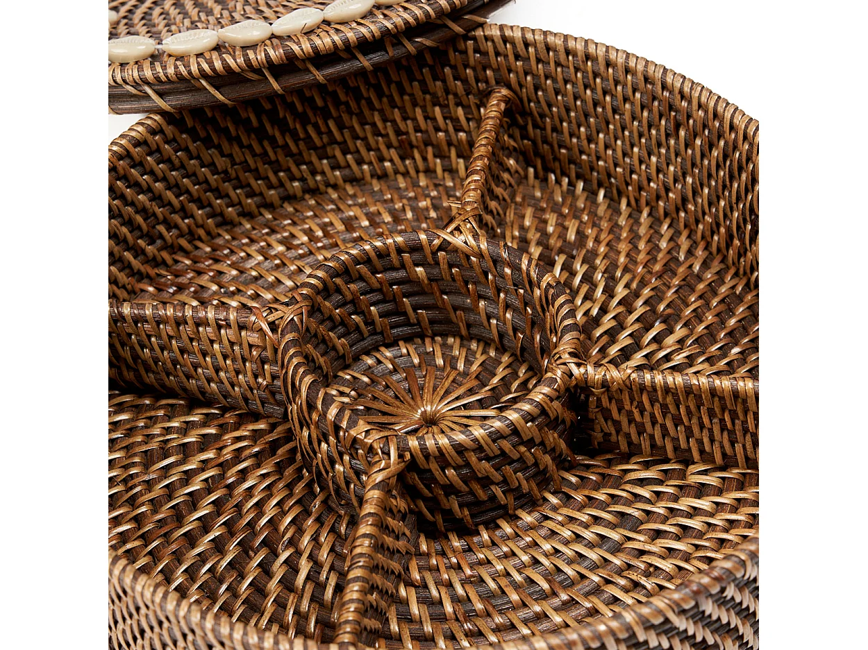 The Rattan Compartment Basket - Natural Brown