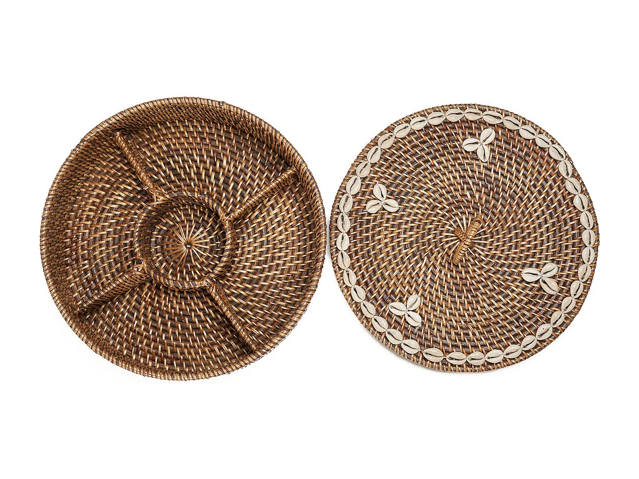 The Rattan Compartment Basket - Natural Brown