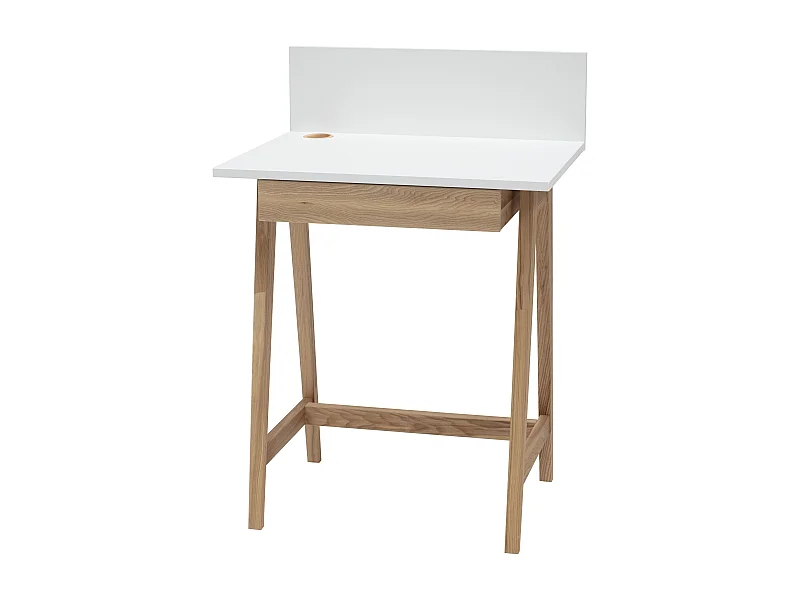Petite bureau avec tiroir 65 x 50 cm Luka Blanc | Pieds en frêne