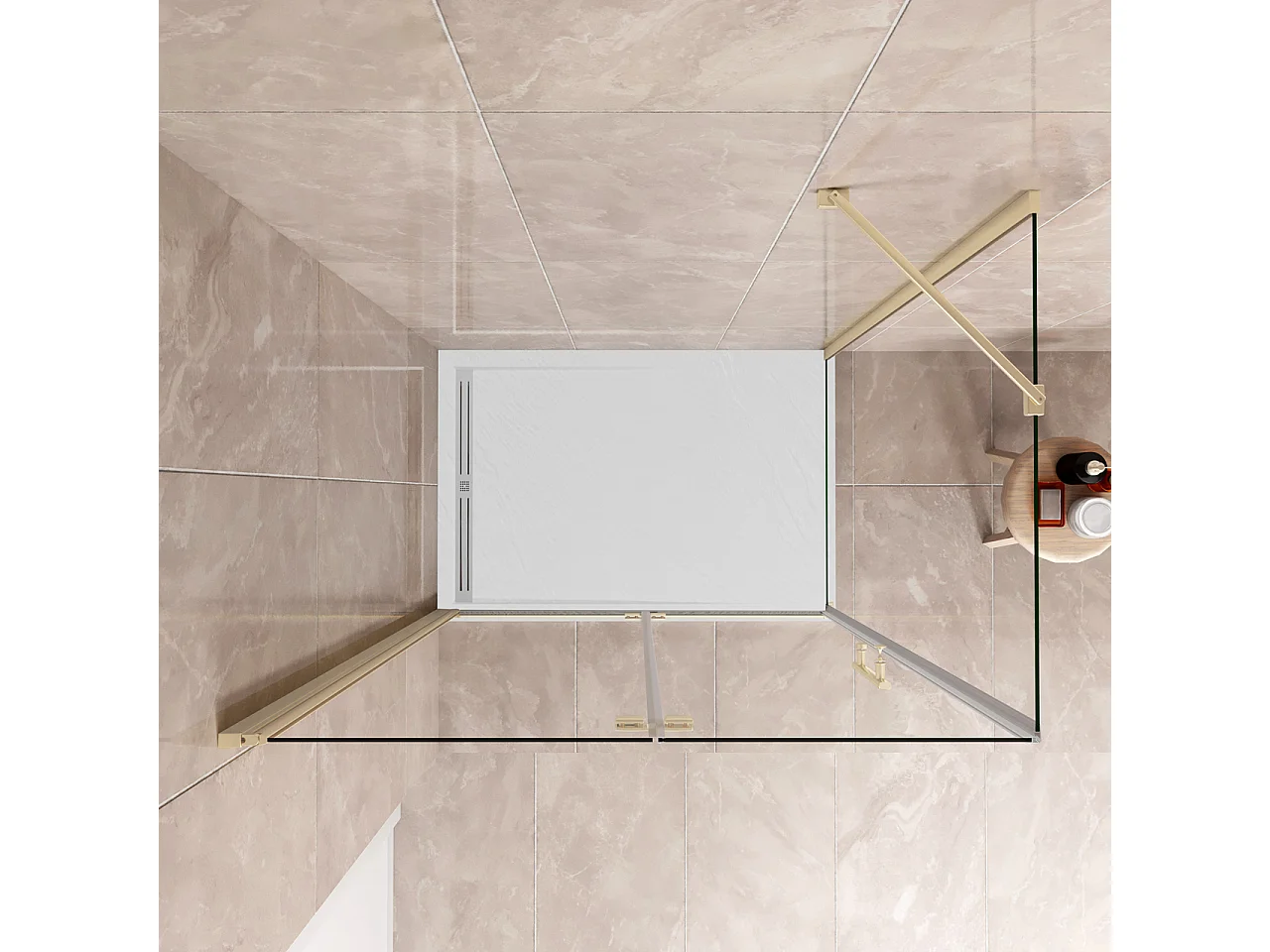 185cm Box Doccia Angolare 120x80cm Porta Battente Pieghevole 120 Parete Fissa 80 Vetro Temperato 6mm Anticalcare Barra Stabilizzatrice da 45cm Dorato Spazzolato