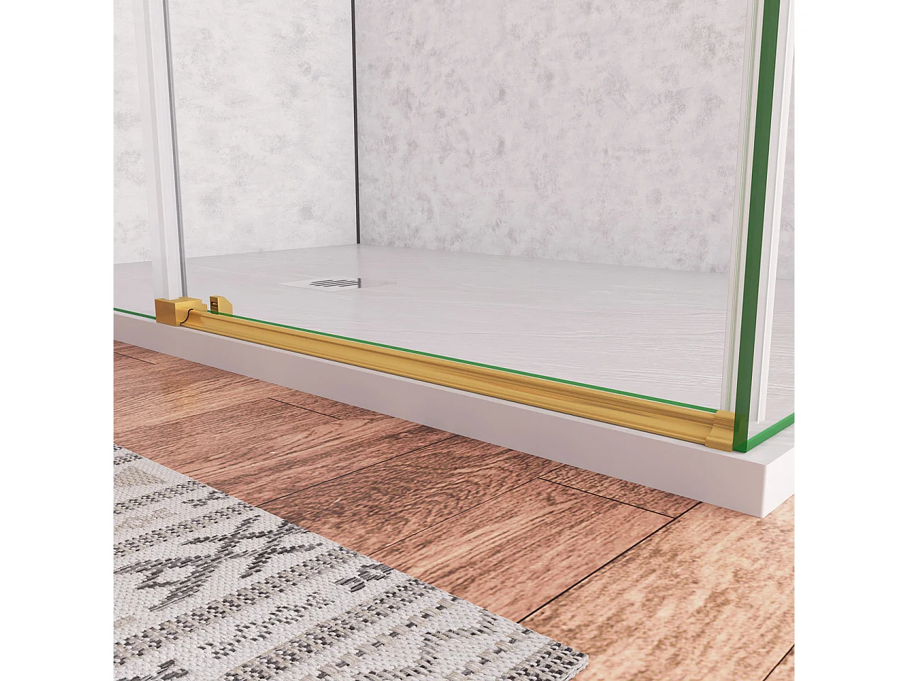 Box Doccia Angolare 120X80 cm H.195 cm Porta Scorrevole con Parete Fissa Vetro 8 mm Temperato Anticalcare Trasparente Telaio Cromo Dorato