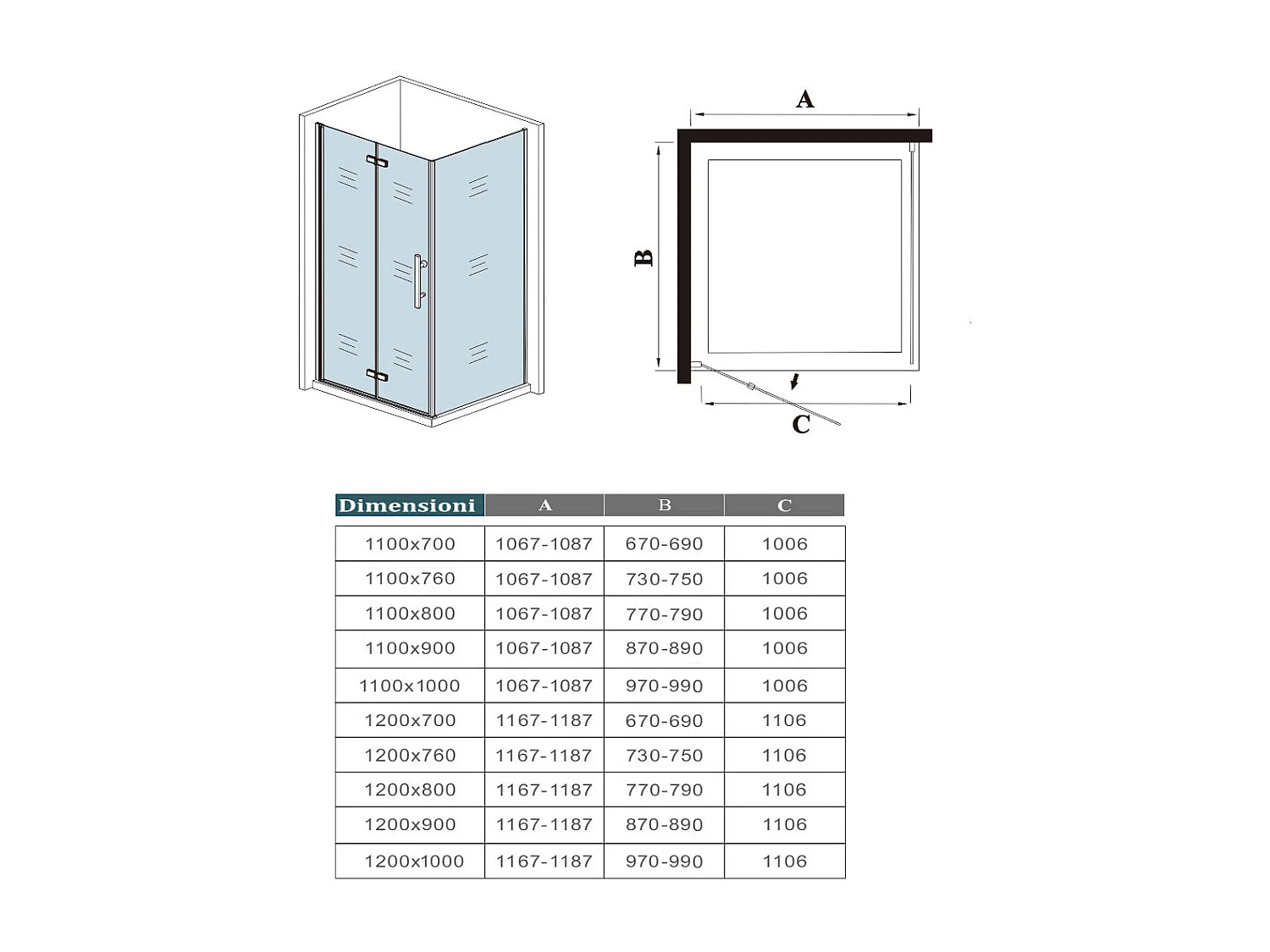 185cm Box Doccia Angolare 80x100cm Porta Battente Pieghevole 80 Parete Fissa 100 Vetro Temperato 6mm Anticalcare Barra Stabilizzatrice da 45cm Dorato Spazzolato