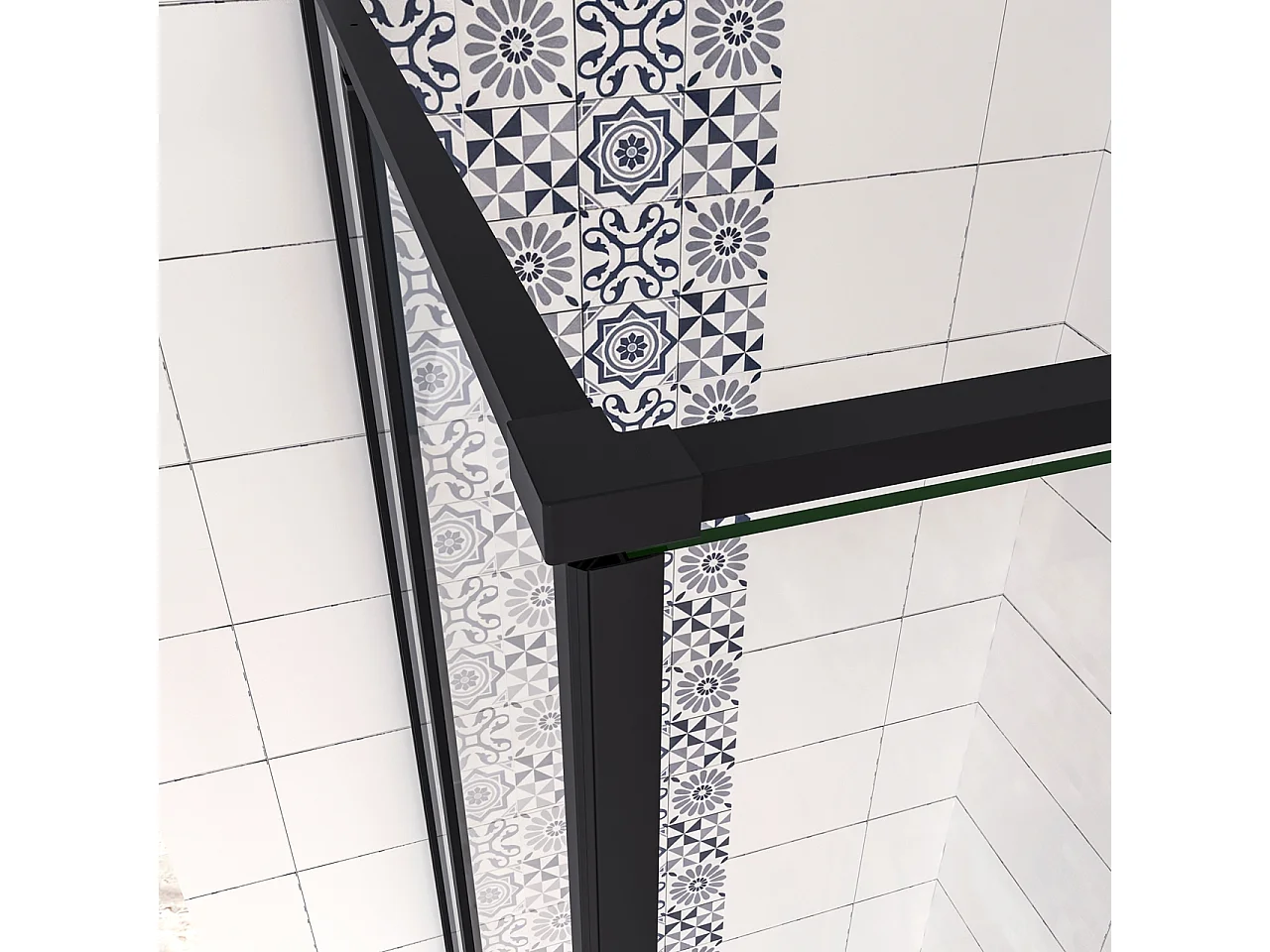 Box Doccia Angolare 80x80 cm H.185 cm Doppia Porta Battente in Vetro Temperato Trasparente Anticalcare 6 mm Profilo Nero Opaco