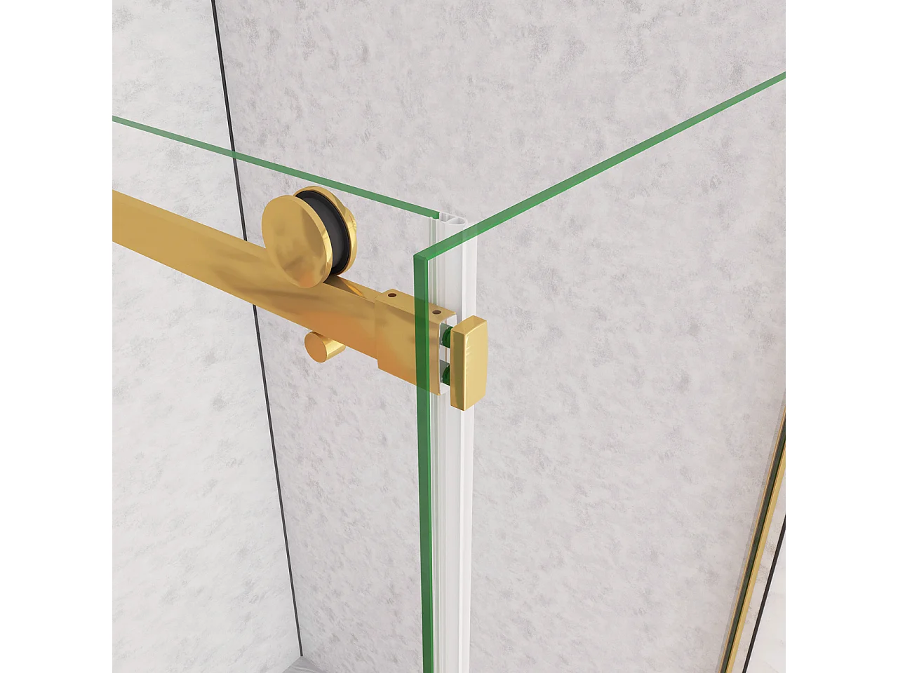 Box Doccia Angolare 130X80 cm H.195 cm Porta Scorrevole con Parete Fissa Vetro 8 mm Temperato Anticalcare Trasparente Telaio Cromo Dorato