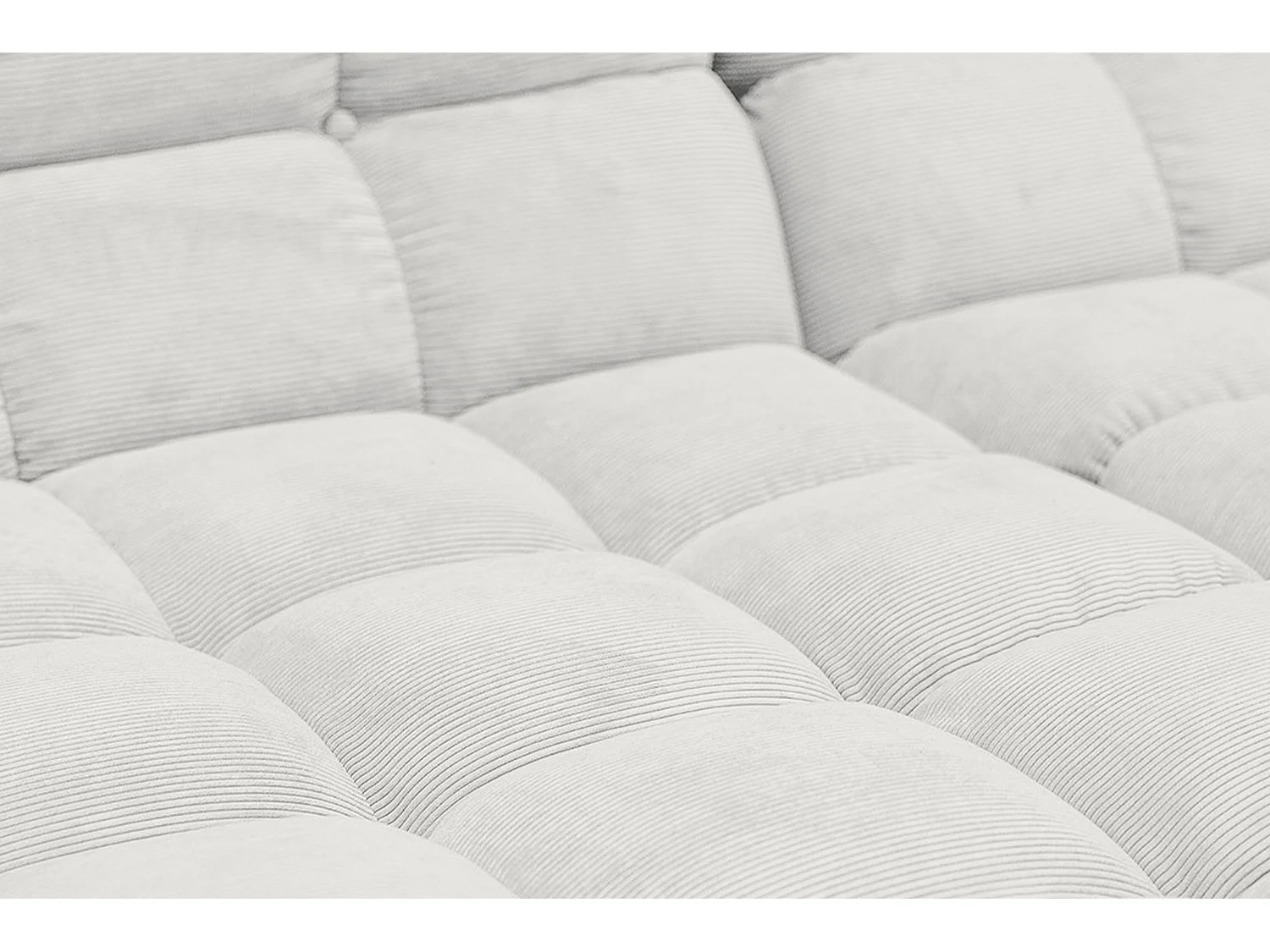 Ecksofa Polsterhocker Drehsessel Set - Weiß Cord - VIVIEN