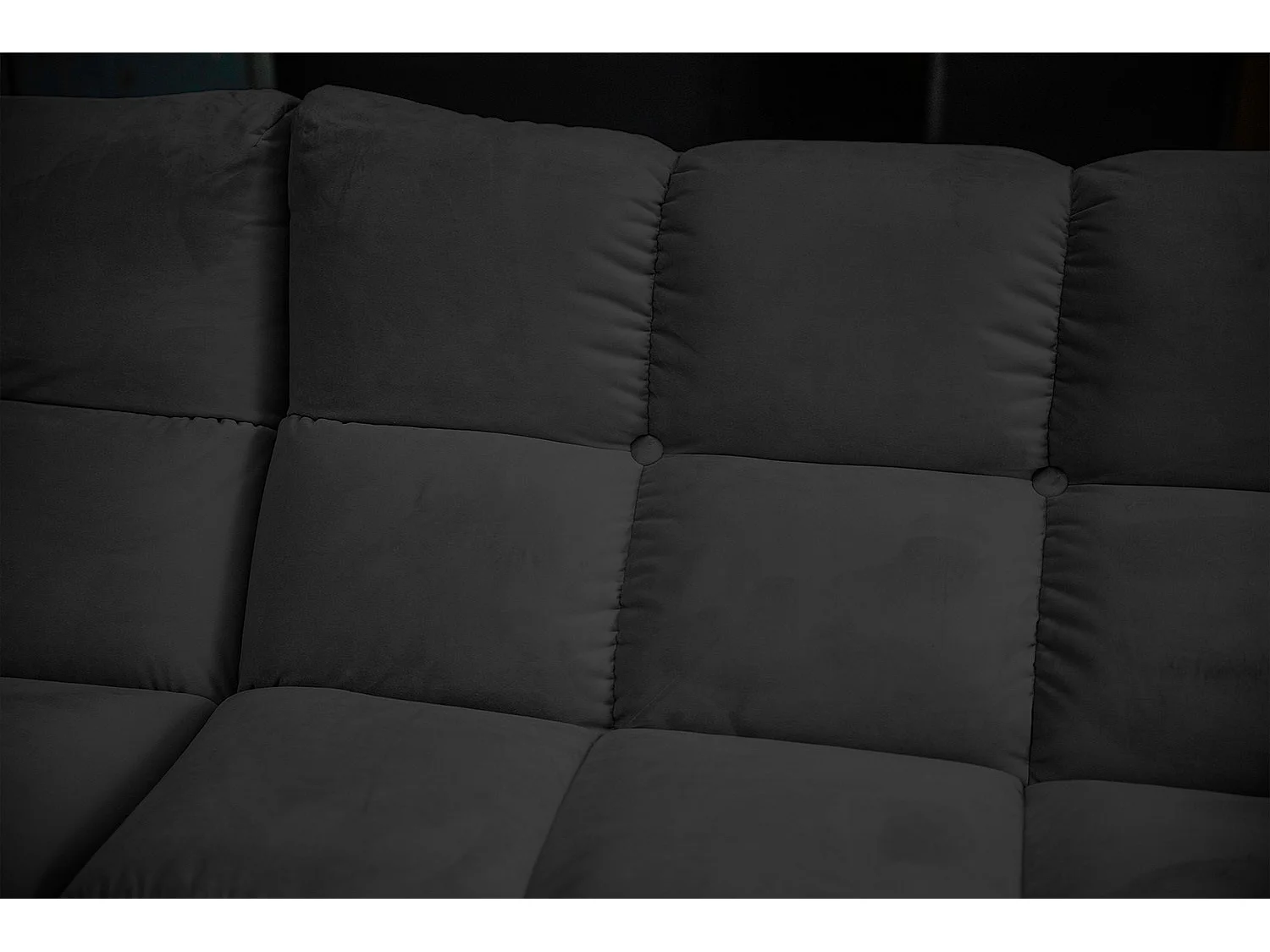 Canapé d'angle pouf rembourré fauteuil pivotant Set - Noir Velours - VIVIEN