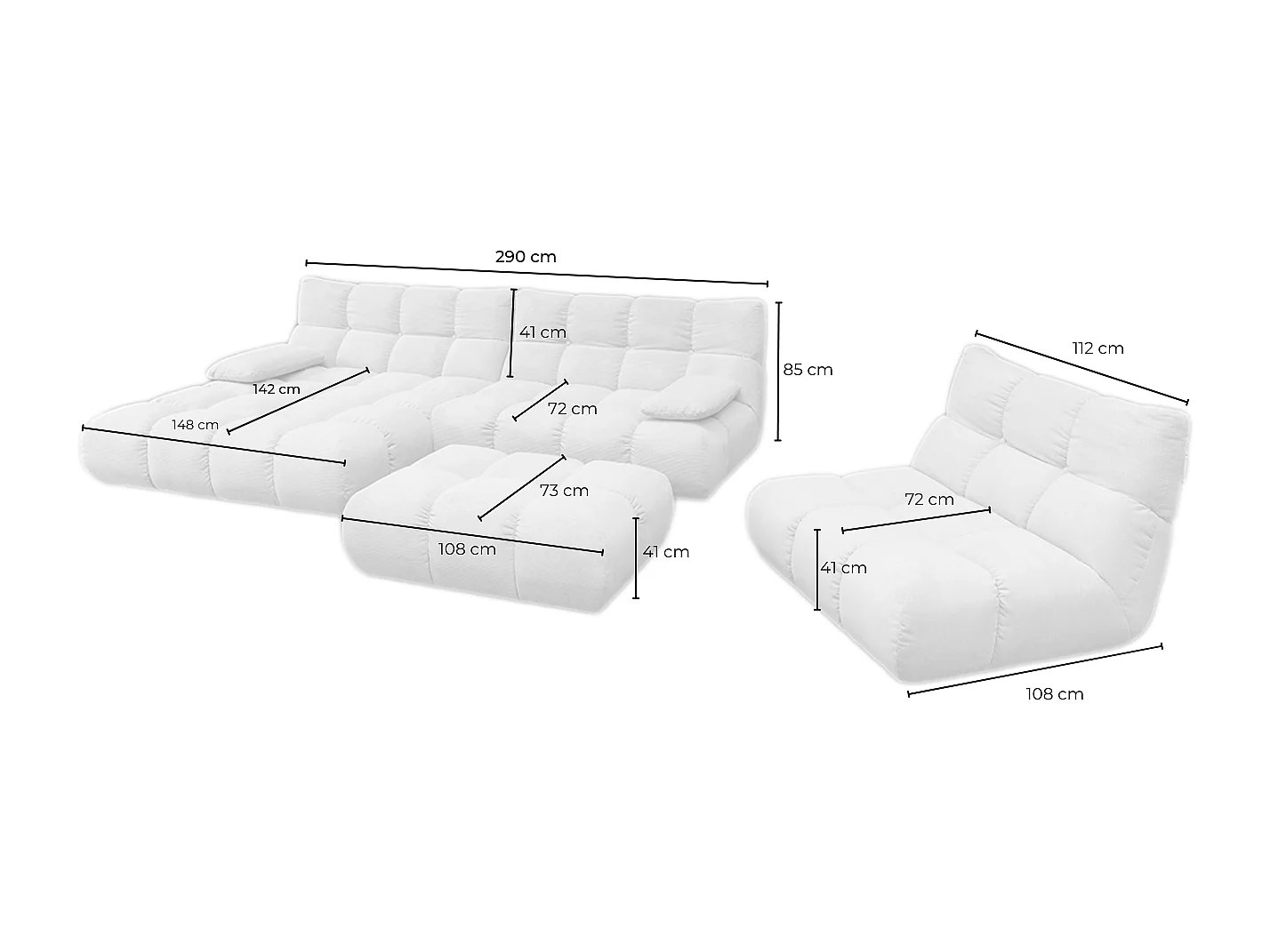 Canapé d'angle pouf rembourré fauteuil pivotant Set - Vert Velours - VIVIEN