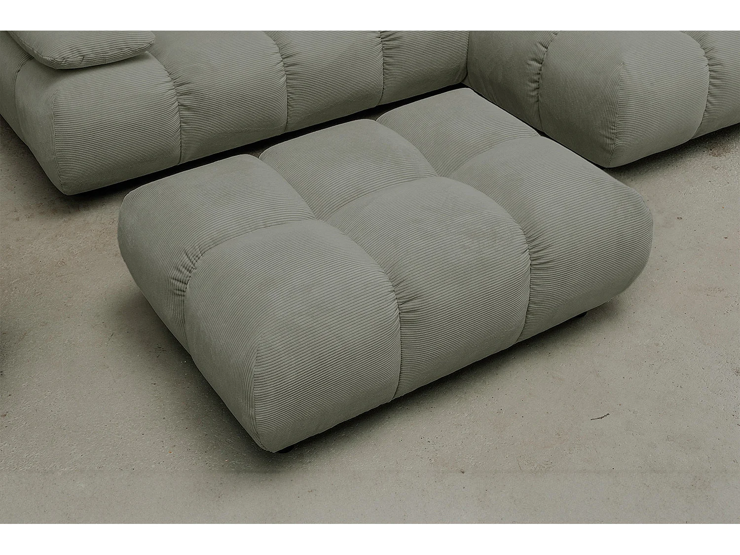 Ecksofa Polsterhocker Drehsessel Set - Grün Cord - VIVIEN