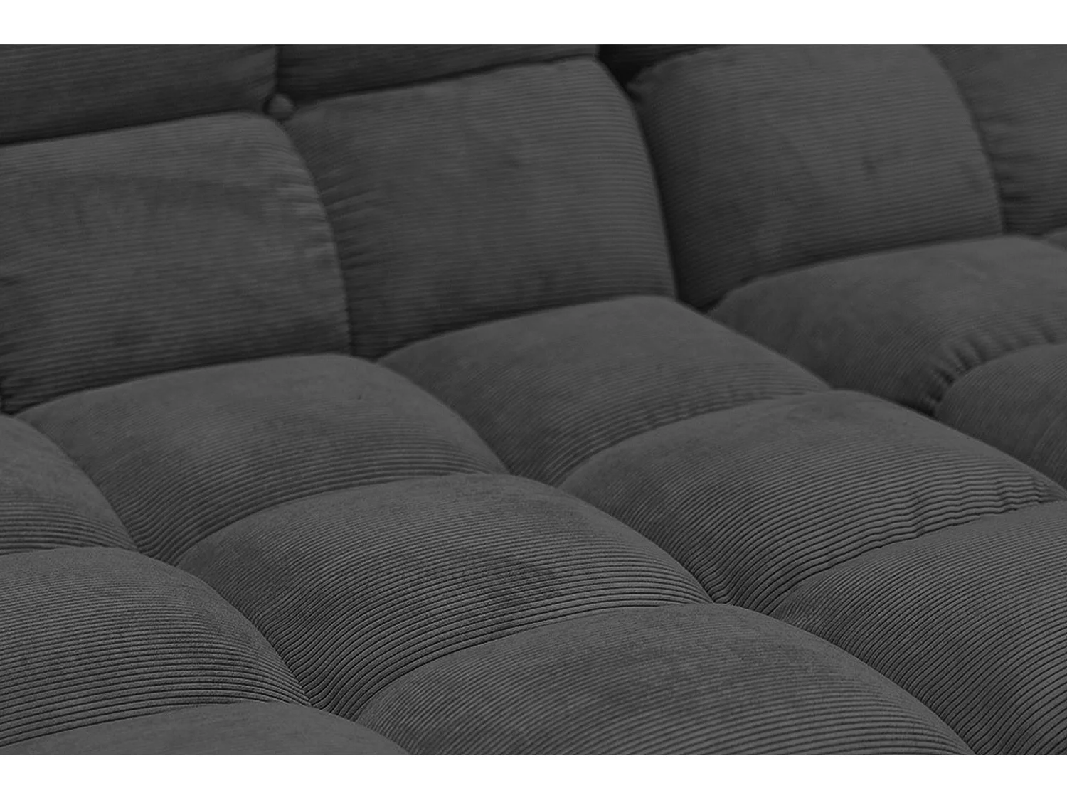 Ecksofa Polsterhocker Drehsessel Set - Anthrazit Cord - VIVIEN