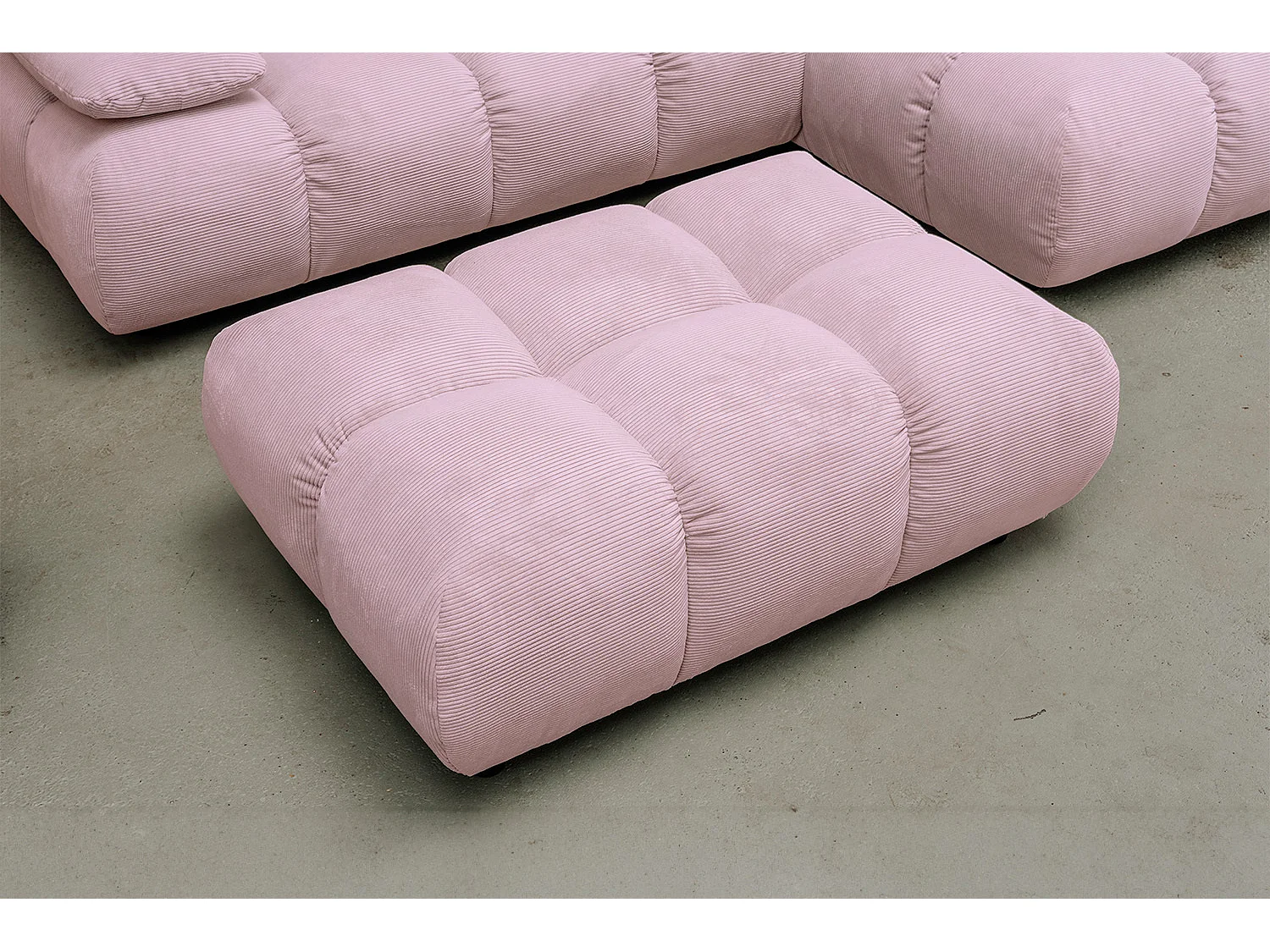 Ecksofa Polsterhocker Drehsessel Set - Pink Cord - VIVIEN
