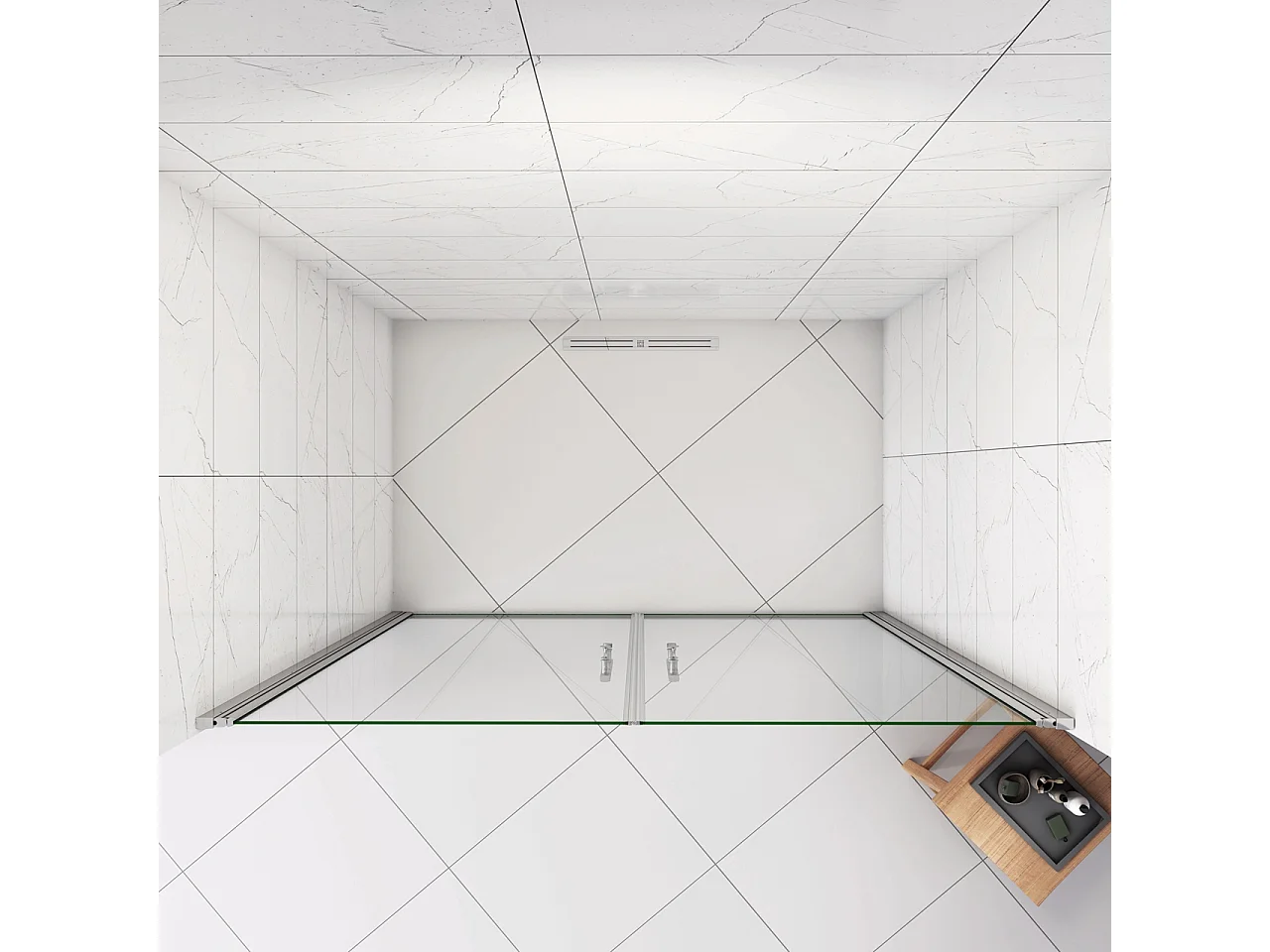 Box Doccia per Nicchia 185 cm Doppia Porta Battente Saloon Vetro Temperato 6 mm Anticalcare Larga 146 cm(76+76: 1438-1478 mm)