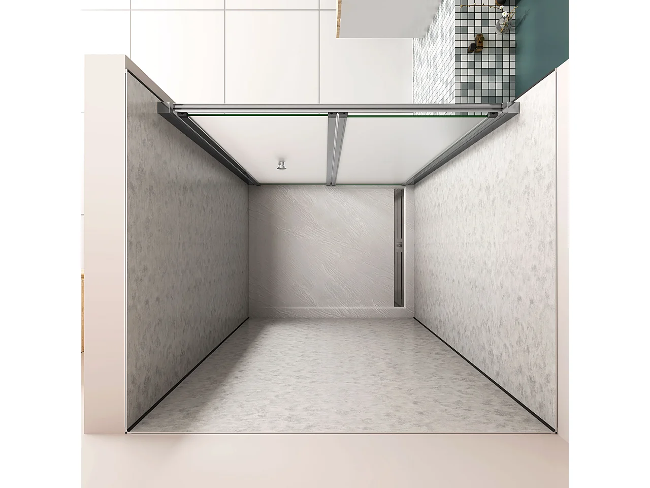 185 cm Box Doccia per Nicchia Porta a Soffietto 96 cm Vetro Temperato 5 mm Satinato Opaco Profilo Cromato Lucido