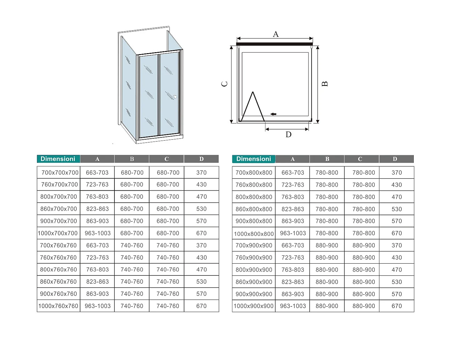 H.185cm Box Doccia a Tre Lati Porta a Soffietto 76cm con Doppia Parete Fissa 76x76cm in Vetro Temperato Trasparente 5 mm Profilo Cromo Lucido