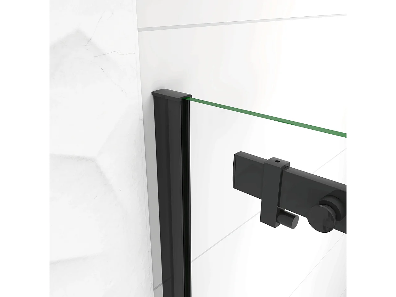 100x200 cm Box Doccia Per Nicchia Porta Scorrevole Ingresso Laterale in Vetro 8 mm Temperato Trasparente Anticalcare Telai in Alluminio Nero Opaco