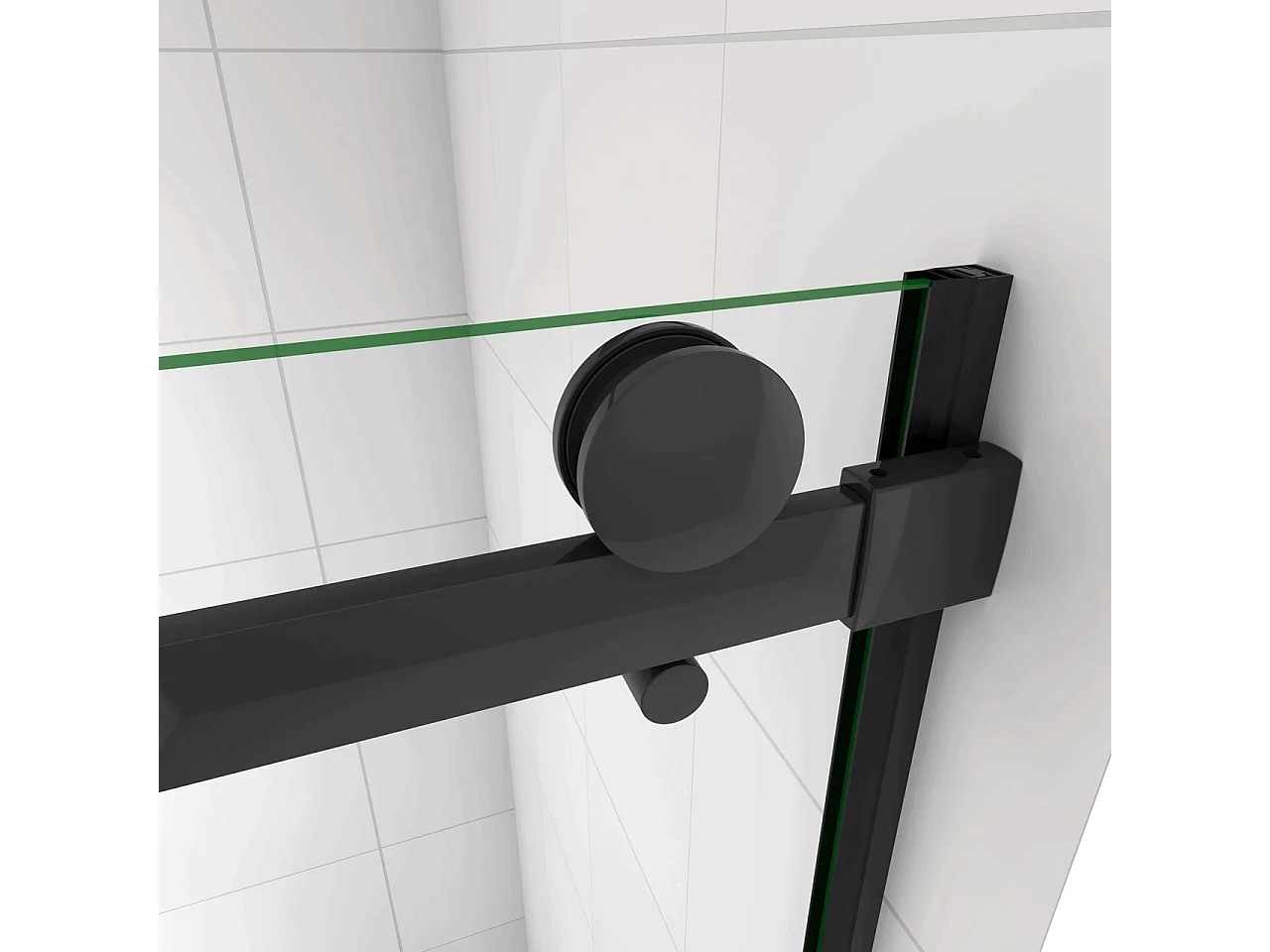 100x200 cm Box Doccia Per Nicchia Porta Scorrevole Ingresso Laterale in Vetro 8 mm Temperato Trasparente Anticalcare Telai in Alluminio Nero Opaco