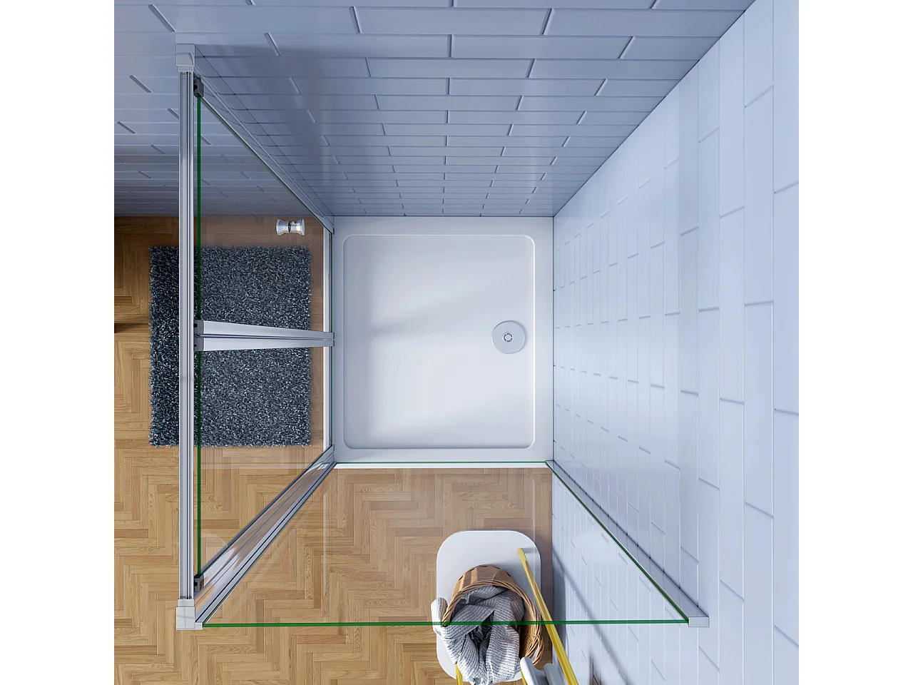 H.185cm Box Doccia Angolare Porta a Soffietto con Parete Fissa 76x80cm in Vetro Temperato Trasparente 5 mm Profilo Cromo Lucido