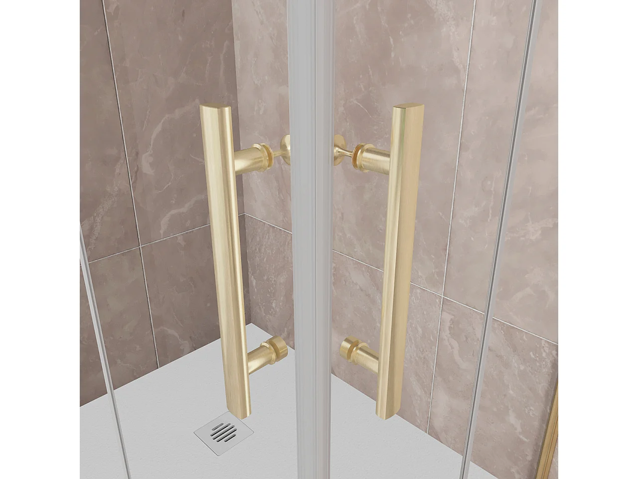 185cm Box Doccia Angolare 76x70cm Doppia Porta Battente Pieghevole Vetro Temperato Trasparente 6 mm Anticalcare Telaio Dorato Spazzolato