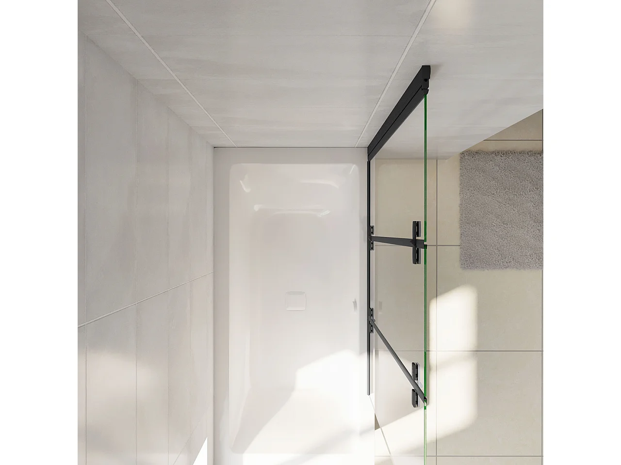 Parete Doccia Per Vasca da Bagno 130x140 cm 3 Ante Movibili Pieghevoli a Libro in Vetro Temperato 6 mm Trasparente Anticalcare Telaio Nero Opaco
