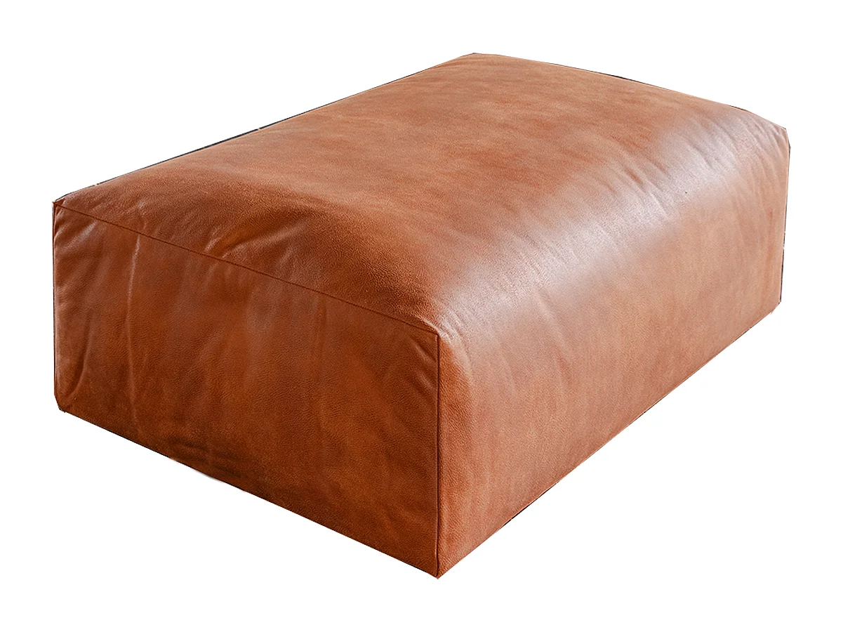 Polsterhocker - Braun Lederfaserstoff - MIA