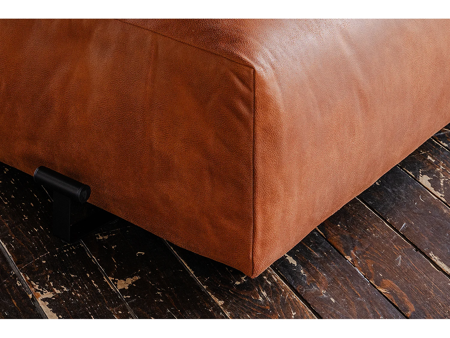 Polsterhocker - Braun Lederfaserstoff - MIA