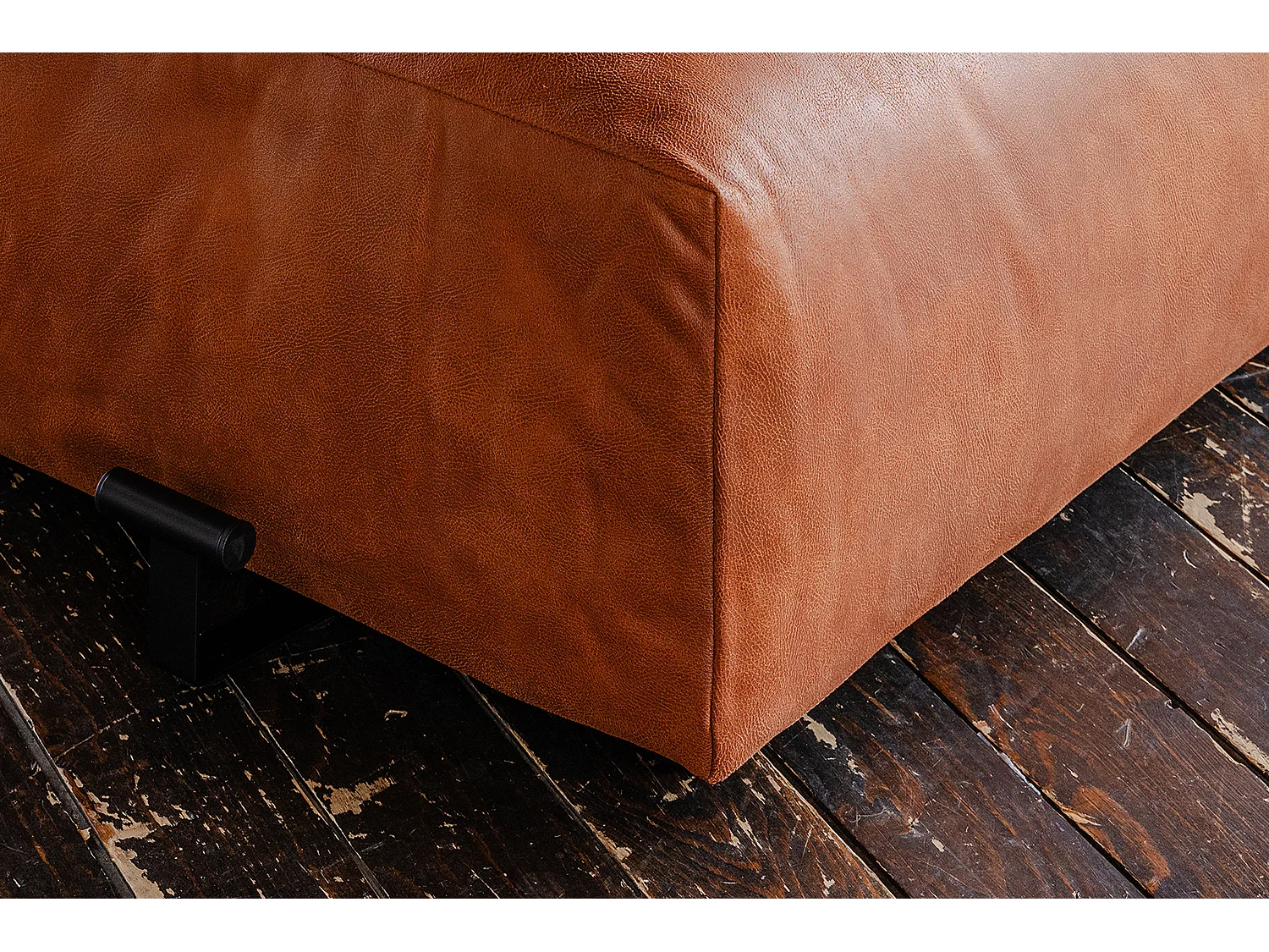 Pouf imbottito - marrone Tessuto in fibra di pelle - MIA