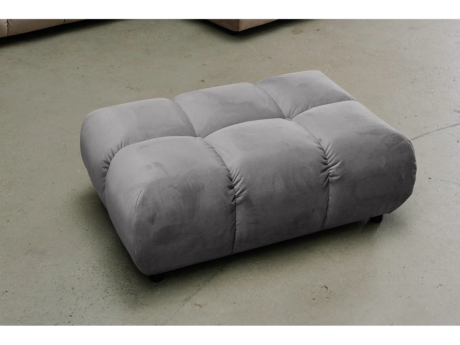 Polsterhocker - Steingrau Velvet - VIVIEN