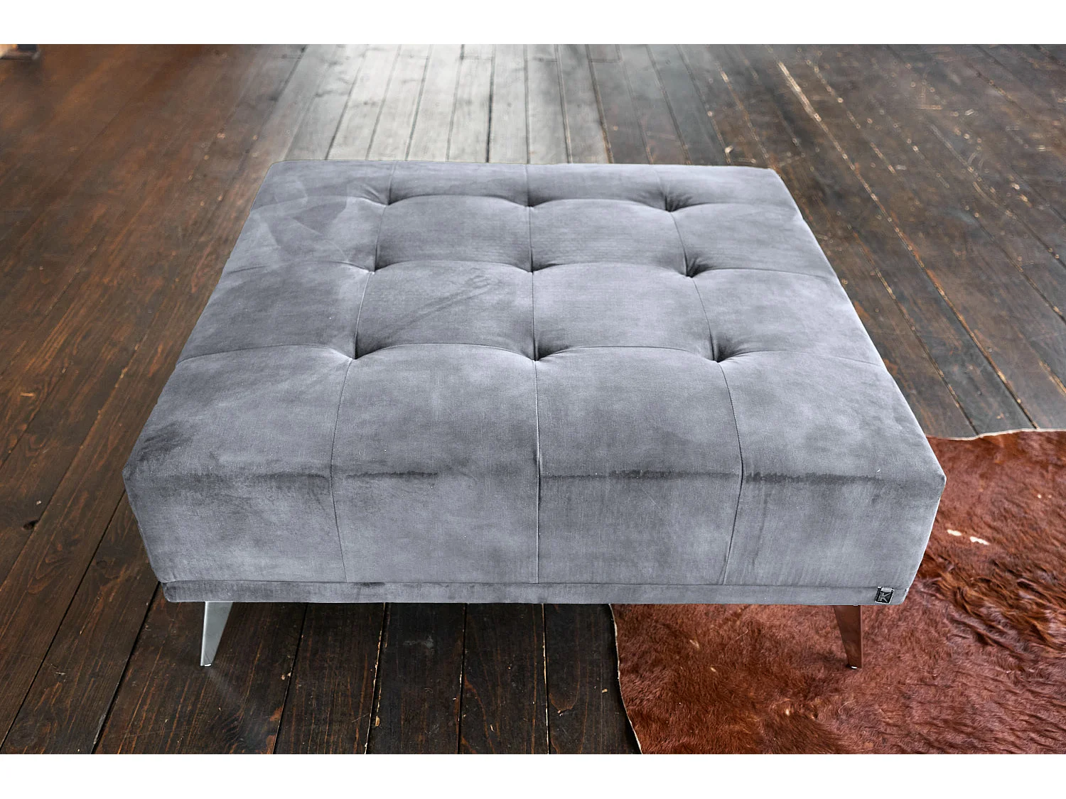 Polsterhocker - Grau Velvet - WIOLO