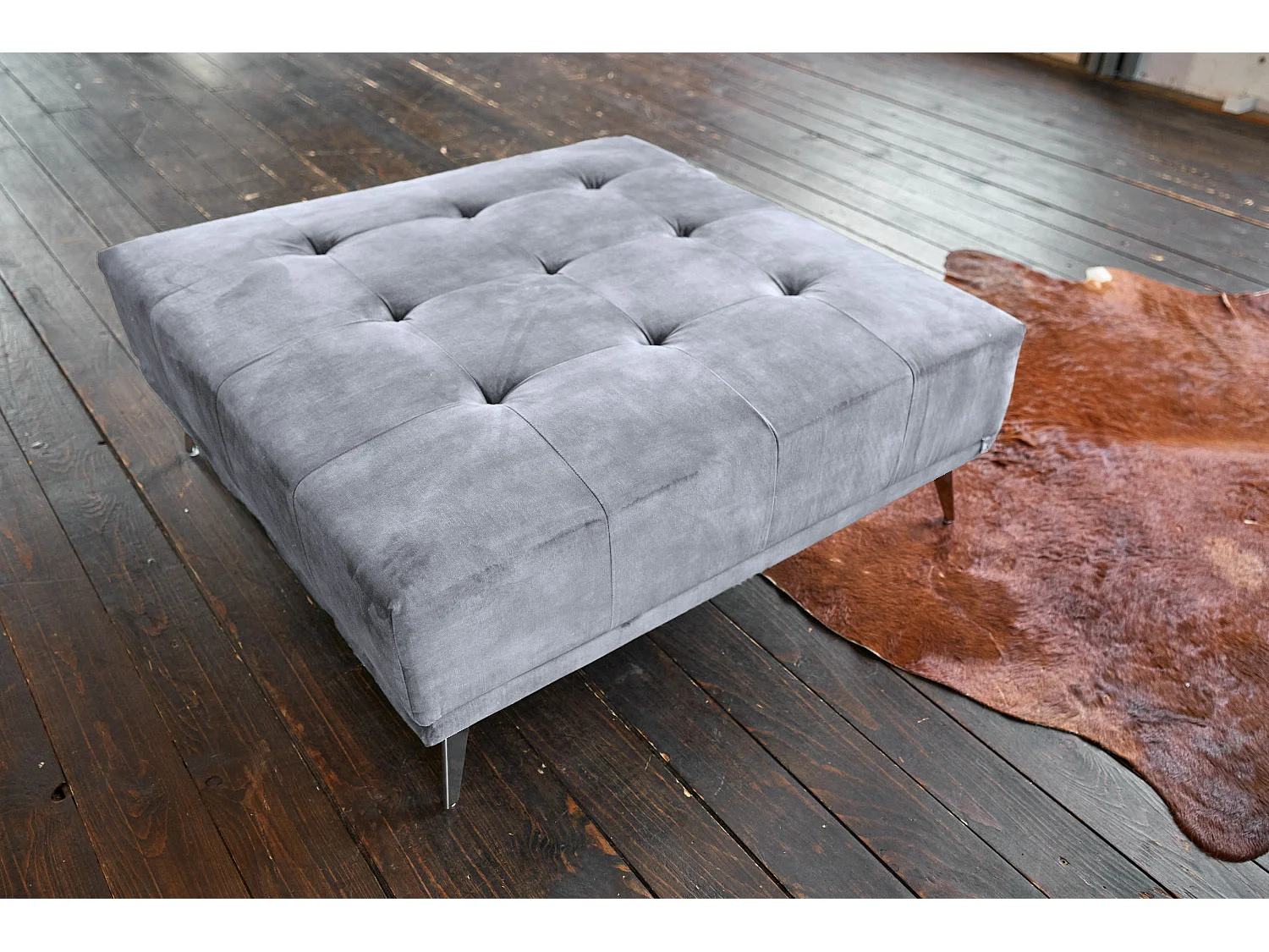 Polsterhocker - Grau Velvet - WIOLO