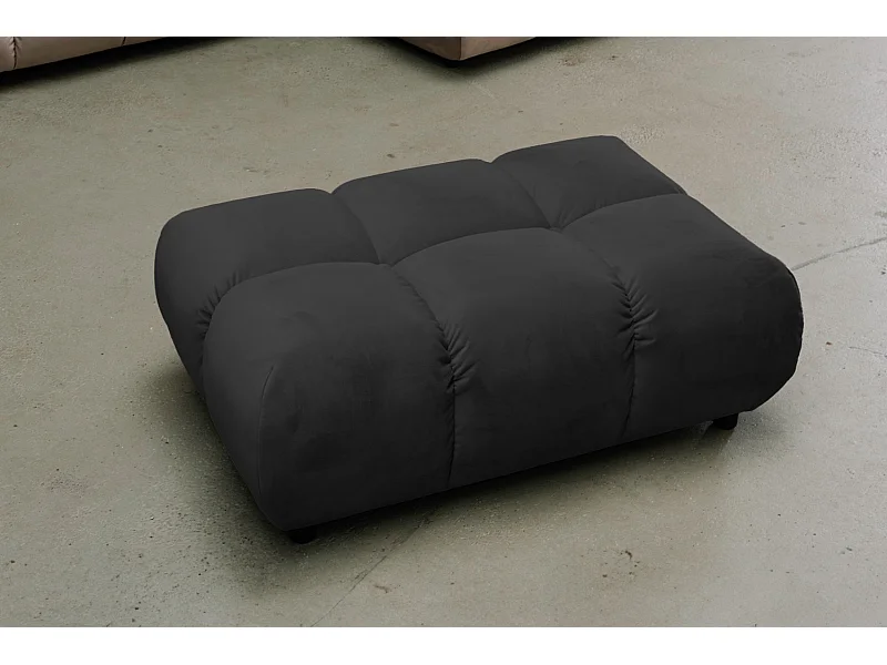 Pouf rembourré - Noir Velours - VIVIEN