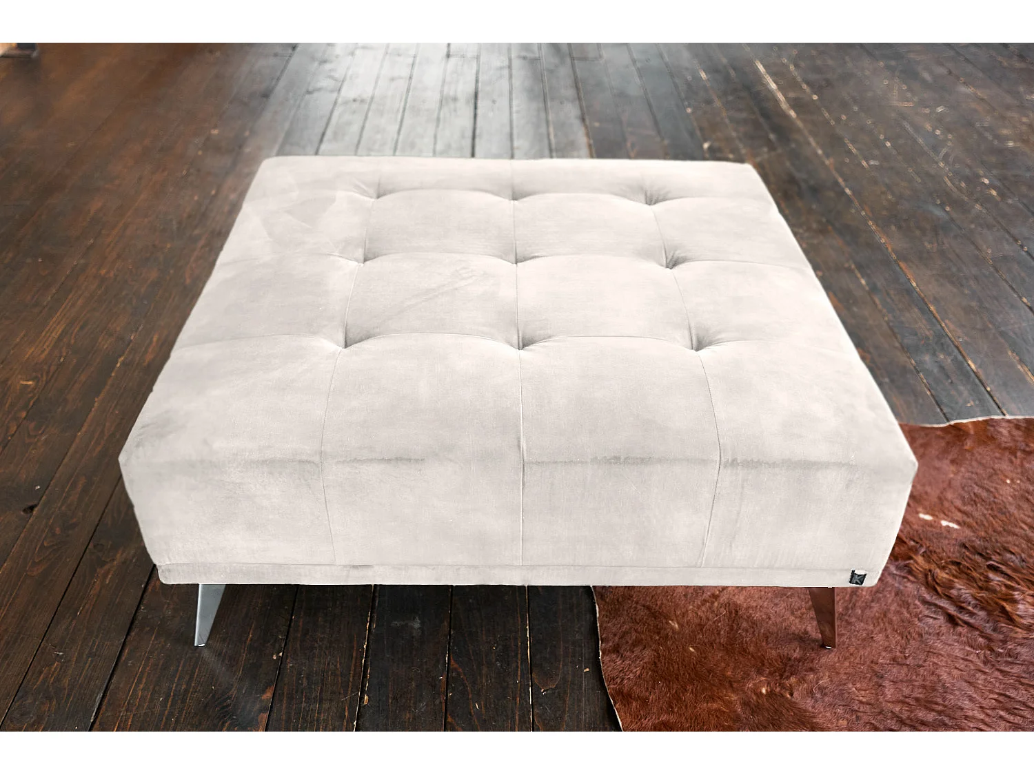 Polsterhocker - Cremeweiß Velvet - WIOLO