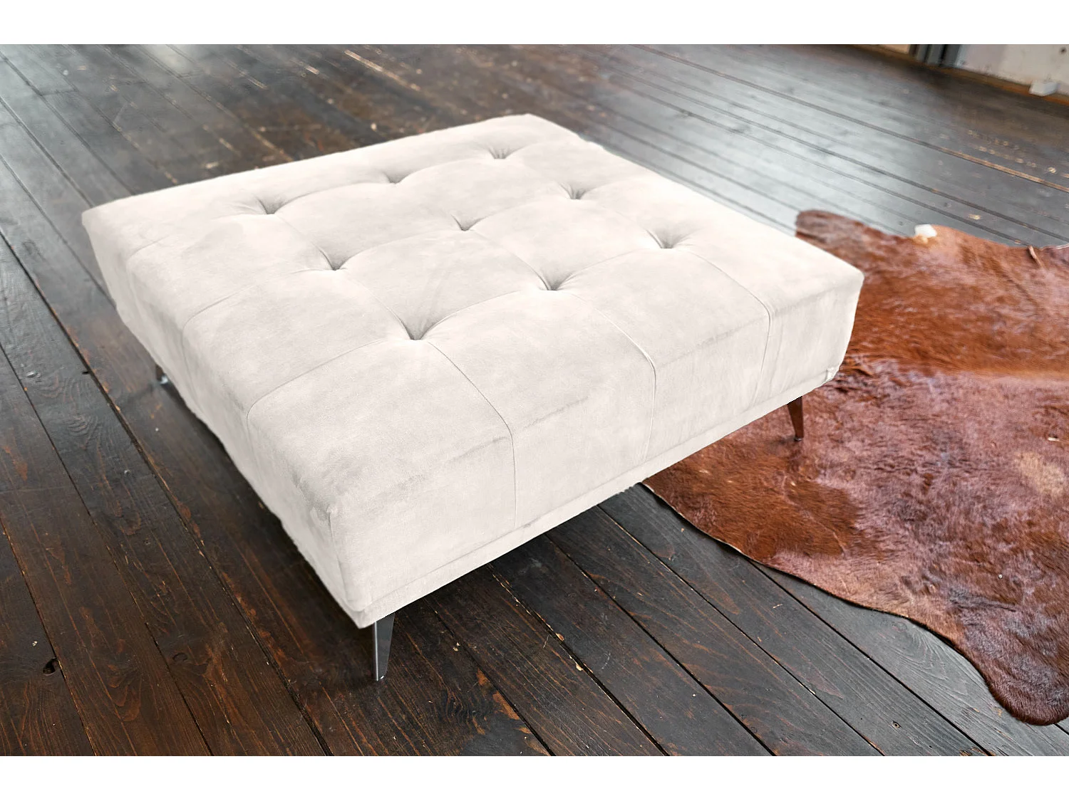 Polsterhocker - Cremeweiß Velvet - WIOLO