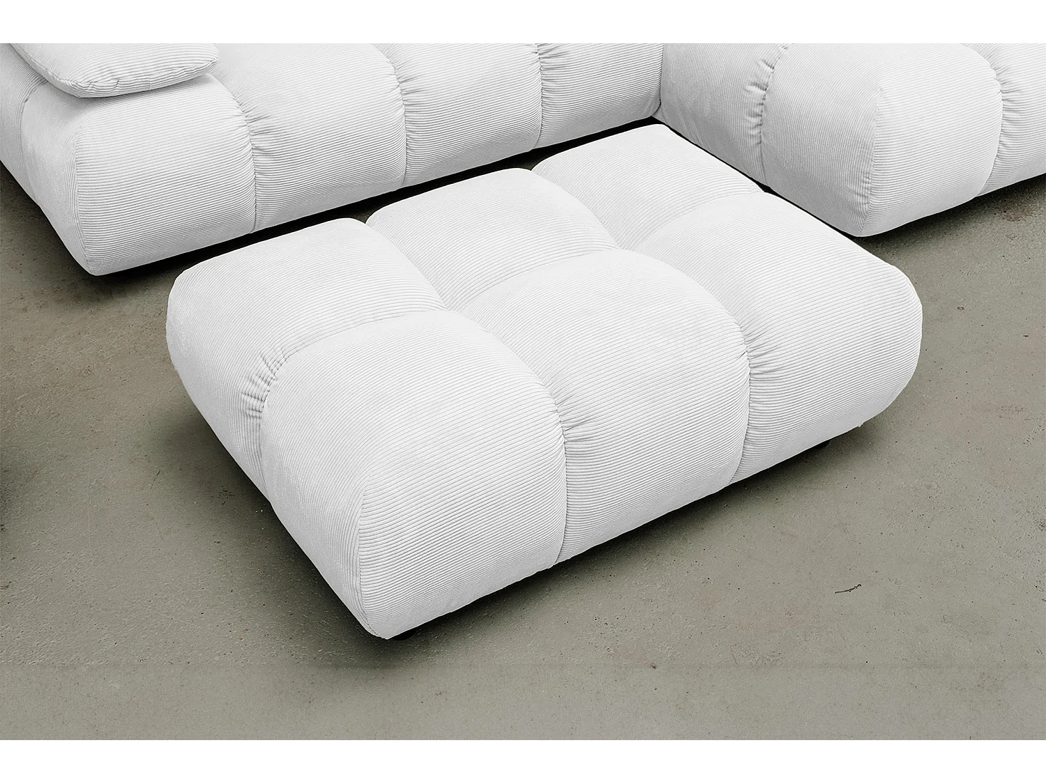 Pouf imbottito - bianco Velluto a coste - VIVIEN