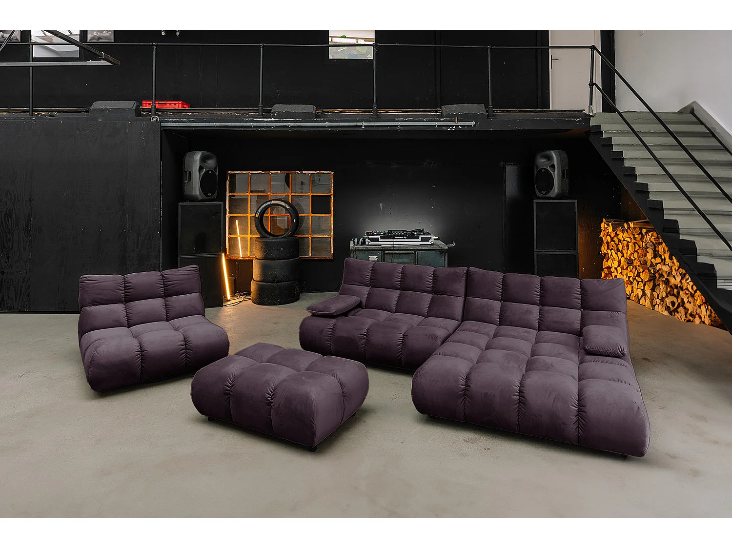 Polsterhocker - Violett Velvet - VIVIEN