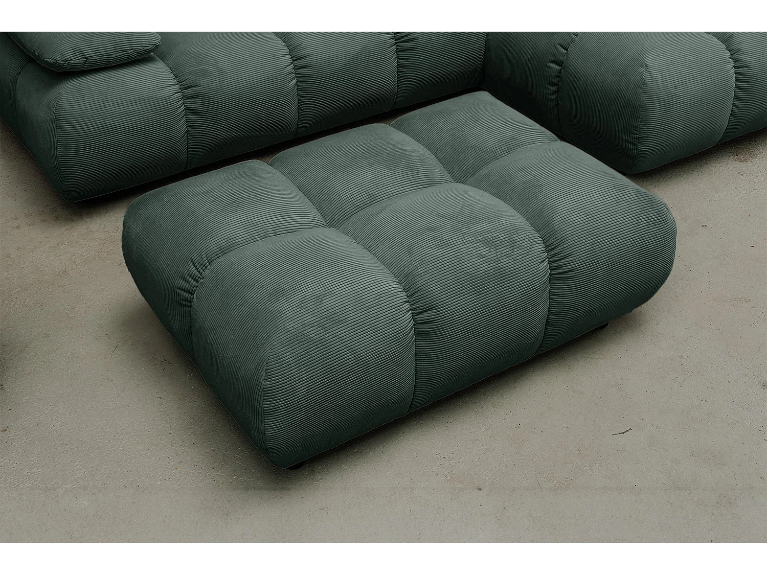 Pouf imbottito - verde smeraldo Velluto a coste - VIVIEN