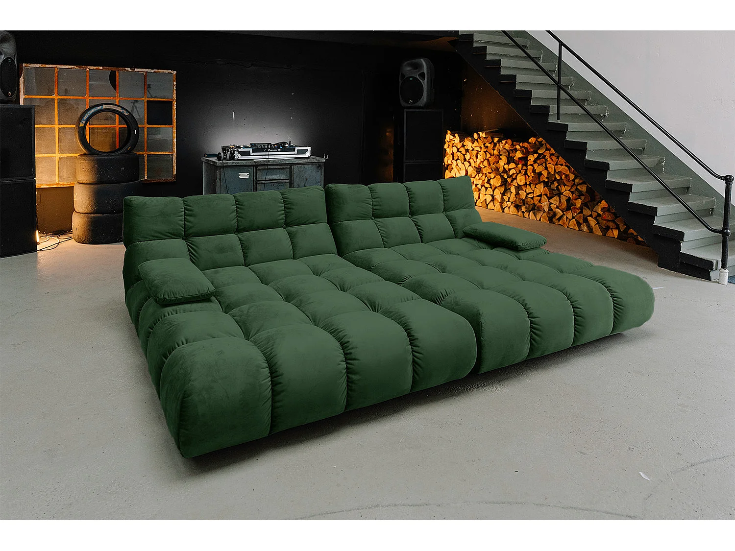 Sofá extra ancho - verde esmeralda terciopelo - VIVIEN