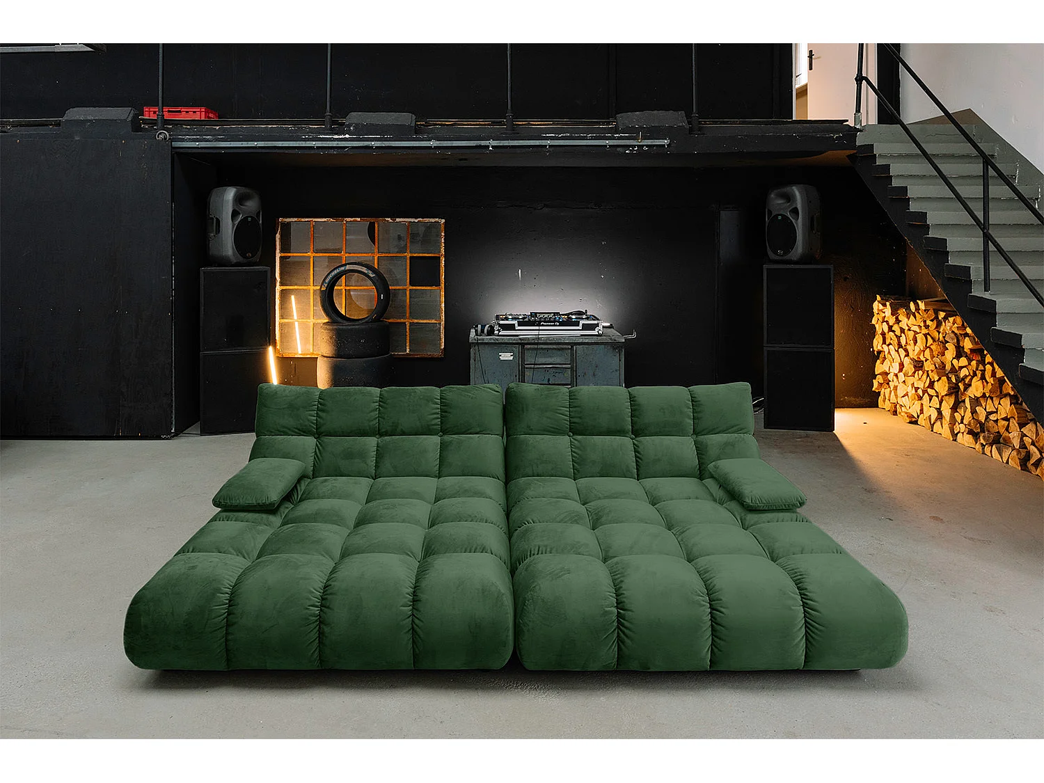 Sofá extra ancho - verde esmeralda terciopelo - VIVIEN